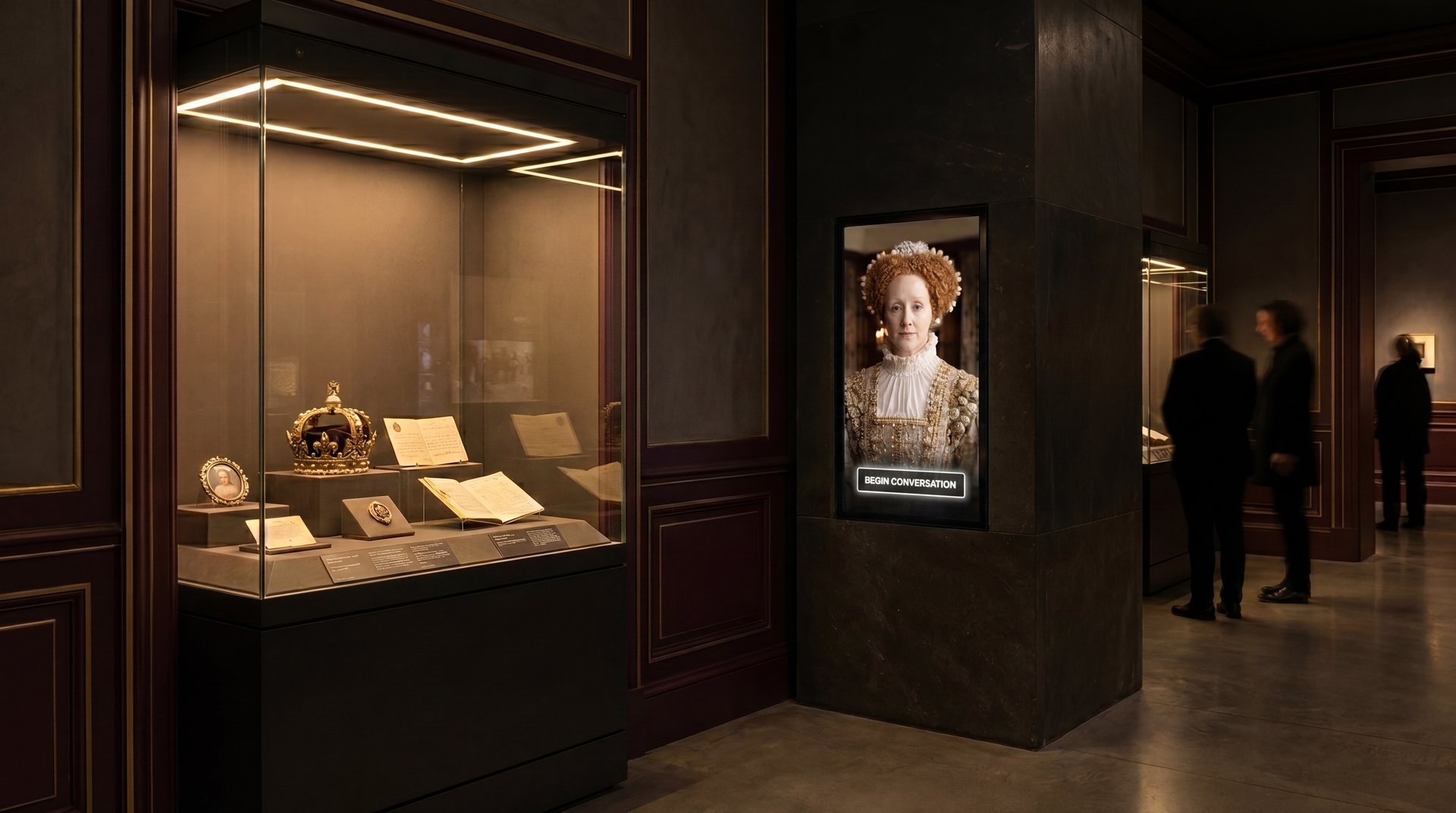 Historical portrait displayed in a gallery setting